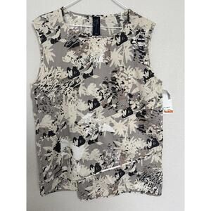 NWT Zero + Maria Cornejo Abstract Sleeveless Top Sz 8‎ Gray Beige Black Cotton